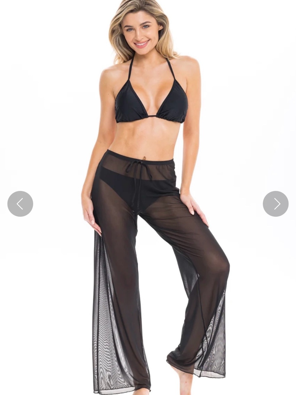 Jordan Taylor Sheer Black Mesh Drawstring Beach Pants